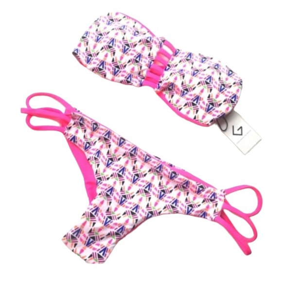 KHONGBOON Other - KHONGBOON Two Piece Swimsuit Nylon Spandex Bikini Top & Bottom Pink Extra Small